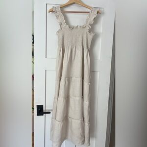 Quince Linen Smocked Midi Dress